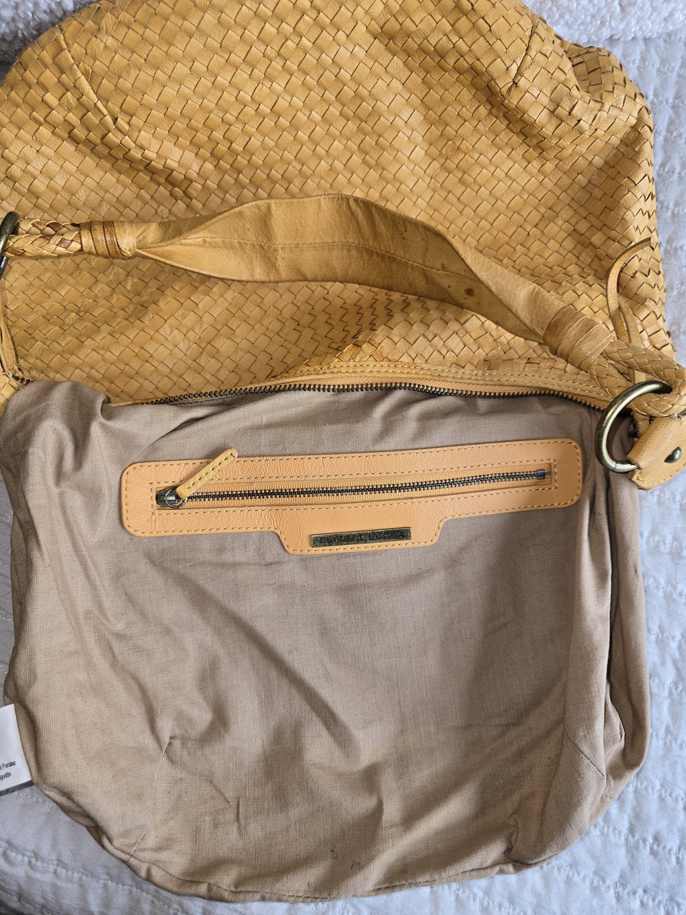 Elliott Lucca Woven Mustard Leather Hobo Bag - Picture 9 of 12